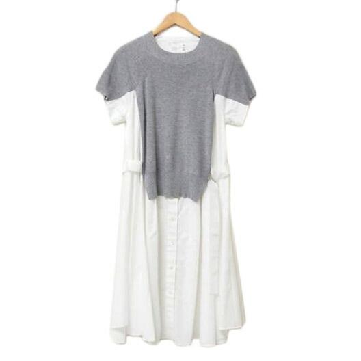 sacai（サカイ） コットン ニット コンビネーションドレス ロング 