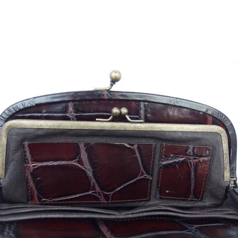 美品　エバゴス　がま口長財布 ebagos エバゴス/クロコ型押しがま口長財布 ブラウン/バッグ/A