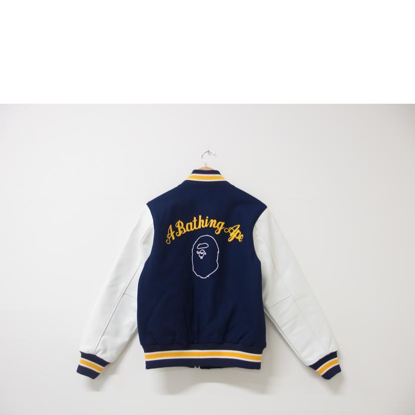 A BATHING APE アベイシングエイプシャークフード袖レザースタジャン A