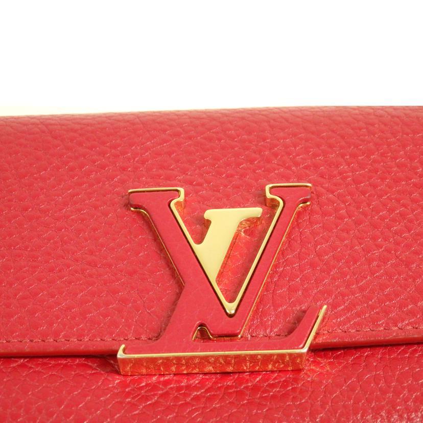 LOUIS VUITTON ルイ・ヴィトン/ポルト・フォイユ・カプシーヌ/トリヨン/スカーレット/M63738/MI4***/Aランク/84【中古】 LOUIS VUITTON - LOUIS VUITTON ルイ・ヴィトン/ポルト・フォイユ