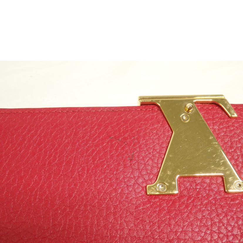 LOUIS VUITTON ルイ・ヴィトン/ポルト・フォイユ・カプシーヌ/トリヨン/スカーレット/M63738/MI4***/Aランク/84【中古】 LOUIS VUITTON - LOUIS VUITTON ルイ・ヴィトン/ポルト・フォイユ