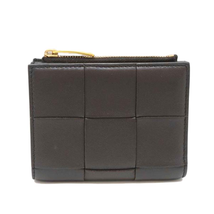 BOTTEGA VENETA/マキシイントレチャート二つ折り財布/ダークブラウン 