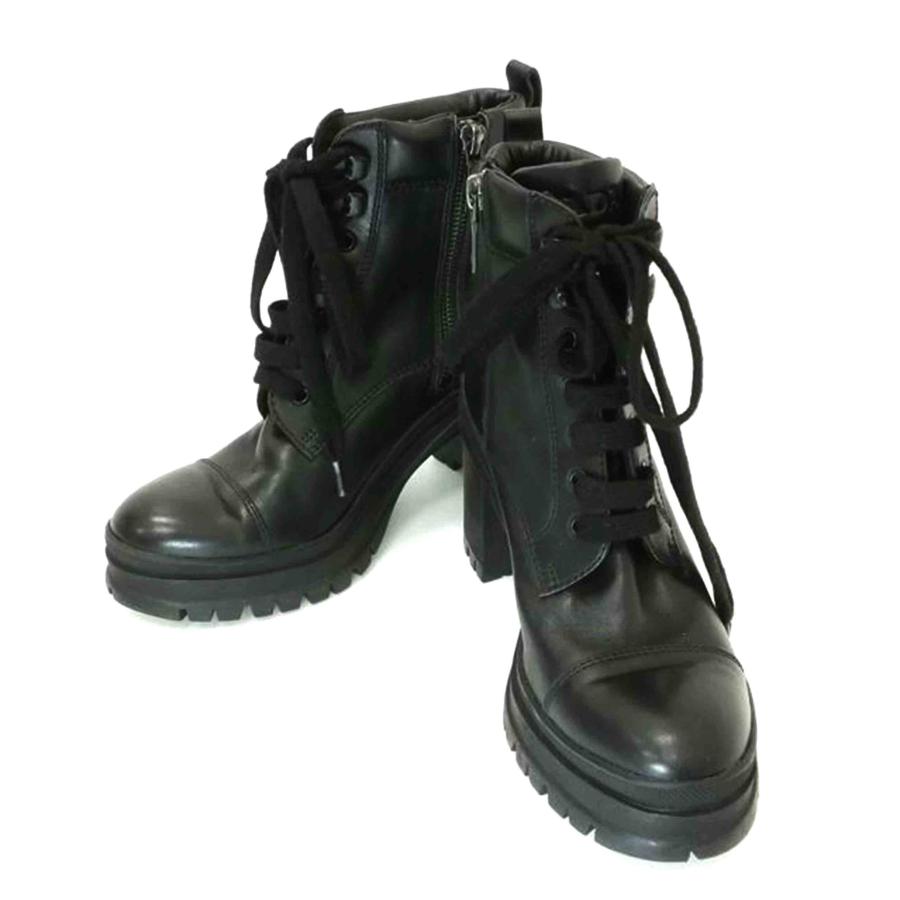 プラダ PRADA レザー ショートブーツ ブラック サイドジップ 34 1/2 PRADA プラダ/サイドジップレザーショートブーツ/35サイズ/Bランク/88