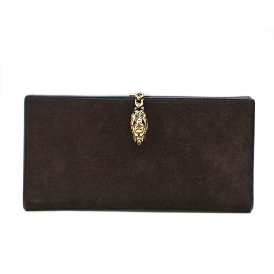 GUCCI（グッチ） グッチ/タイガーヘッドクリップスェードレザー長財布 