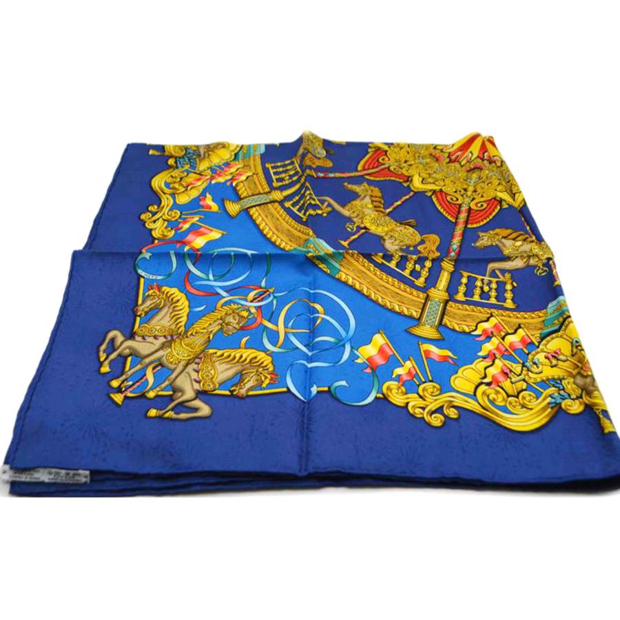 ★HERMES エルメス カレ90 スカーフ 　LUNA PARK 　ブルー HERMES エルメス/luna park scarf シルクスカーフ・カレ90