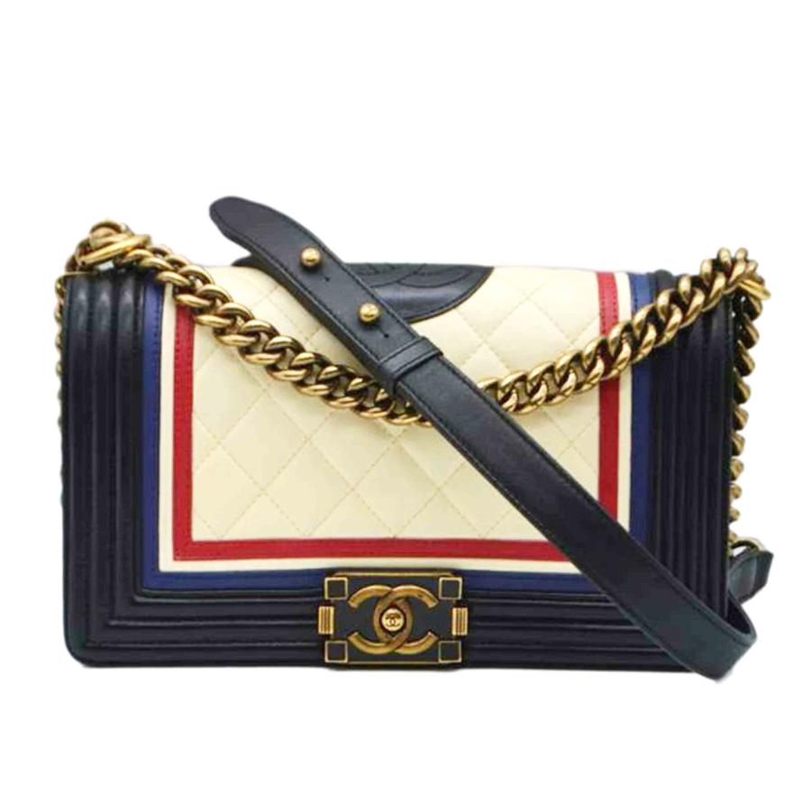 CHANEL シャネル/ボーイシャネルラムスキンチェーンショルダー/バイカラー/A67086/219*****/Aランク/89【中古】 CHANEL（シャネル） シャネル/ボーイシャネルラムスキンチェーン