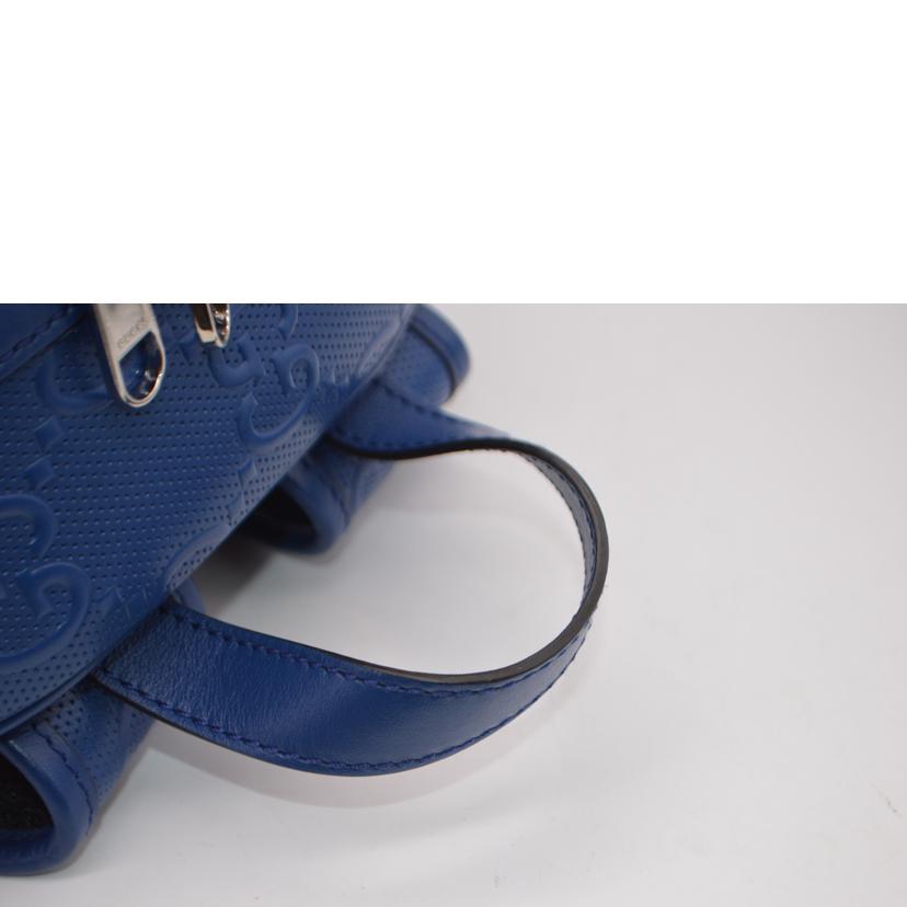 GUCCI レザーバッグ GUCCI（グッチ） グッチ/GGエンボスレザーデイバックパック/ブルー