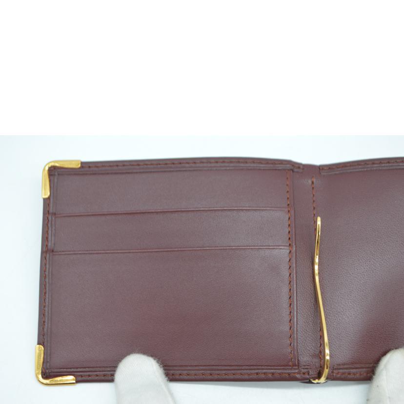 Cartier カルティエ/マストラインマネークリップレザー財布/ボルドー/L3000113/B65****/Aランク/89【中古】 Cartier（カルティエ） カルティエ/マストラインマネークリップレザー
