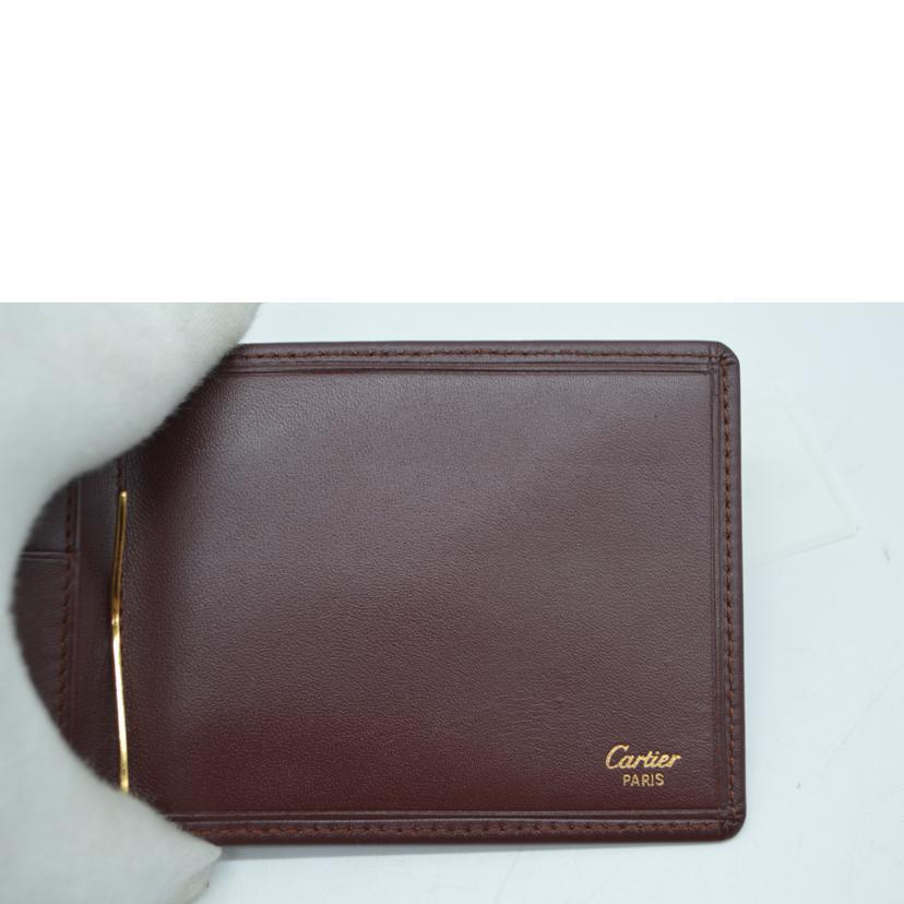 Cartier カルティエ/マストラインマネークリップレザー財布/ボルドー/L3000113/B65****/Aランク/89【中古】 Cartier（カルティエ） カルティエ/マストラインマネークリップレザー