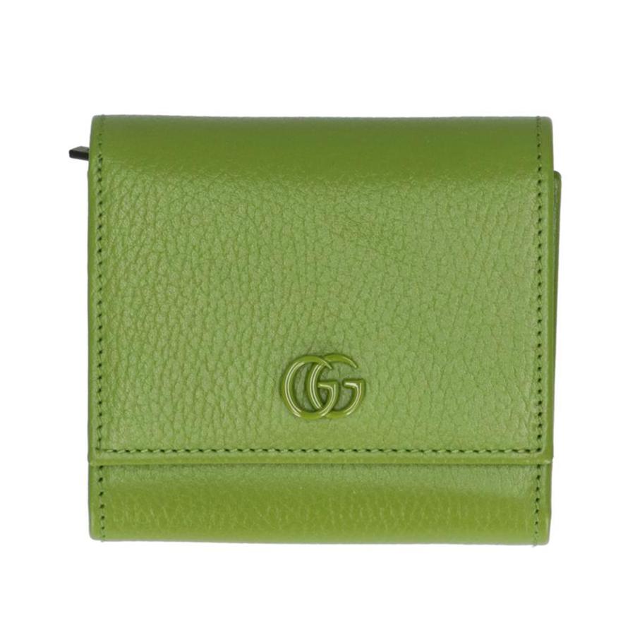 ★SALE【5ce6193】グッチ 財布 GGマーモント 598587 レザー グリーン シルバー金具【中古】レディース GUCCI（グッチ） グッチ/GGマーモントミディアムウォレット/グリーン