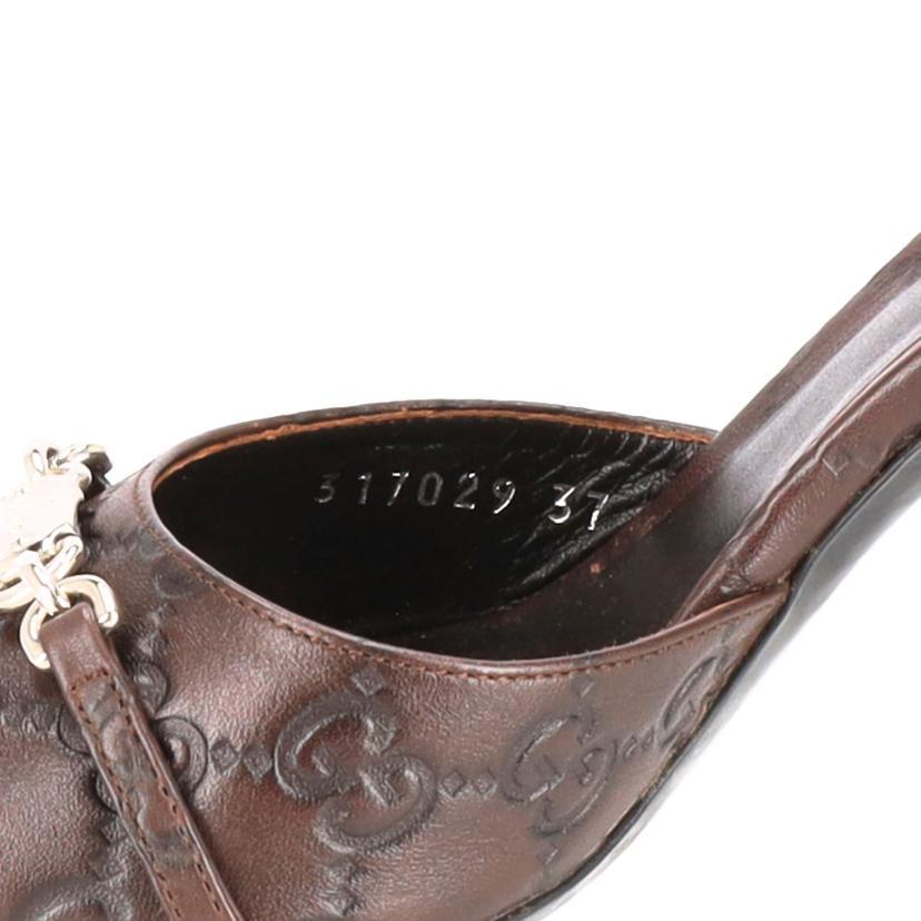 GUCCI グッチ/ホースビット/GGシマレザーオープントゥパンプス/317029 