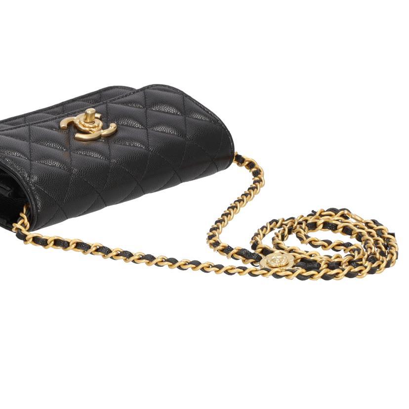 CHANEL シャネル/キャビアスキン/カメリアロングチェーンショルダー/ウォレット/NG2*****/シャネル/SAランク/91【中古】 br>CHANEL シャネル/キャビアスキン/カメリアロングチェーンショルダー