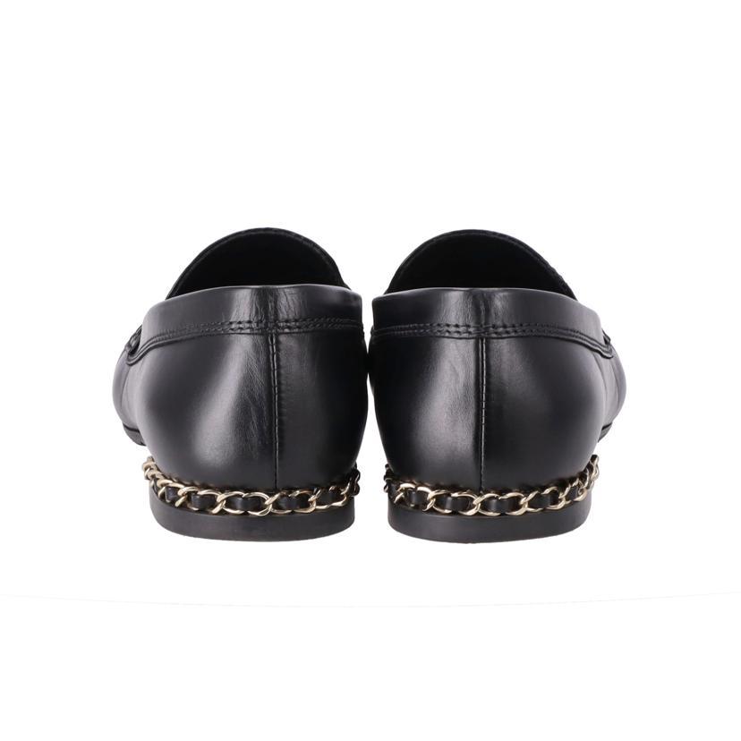 シャネルチェーンローファCCマーク37 CHANEL ブラックレザー チェーン