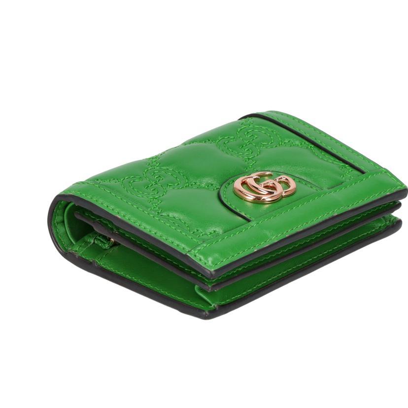 GUCCI グッチ/GGマトラッセフラップウォレット/グリーン/723786/493***/Aランク/91【中古】 GUCCI（グッチ） グッチ/GGマトラッセフラップウォレット/グリーン