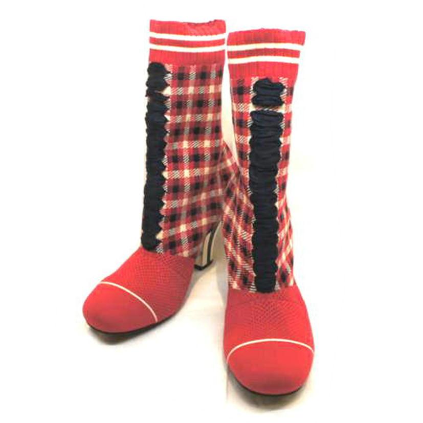FENDI フェンディ/チェック柄ストレッチブーツ/36/レディースシューズ 