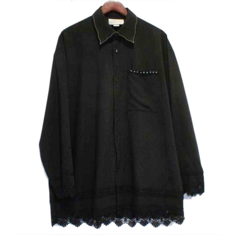 GUCCI グッチ/ブラックレースシャツビジューポケットボックス