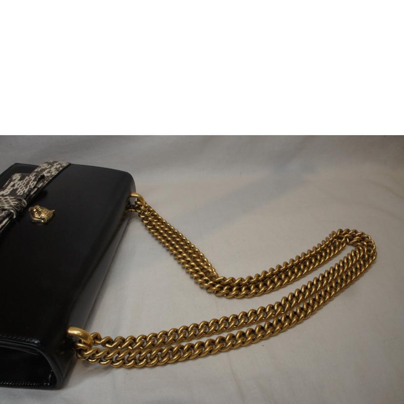GUCCI グッチ/パイソンリボンタイガーエンブレムレザーチェーンショルダー/432411/493***/Aランク/92【中古】 GUCCI（グッチ） グッチ/パイソンリボンタイガーエンブレムレザー
