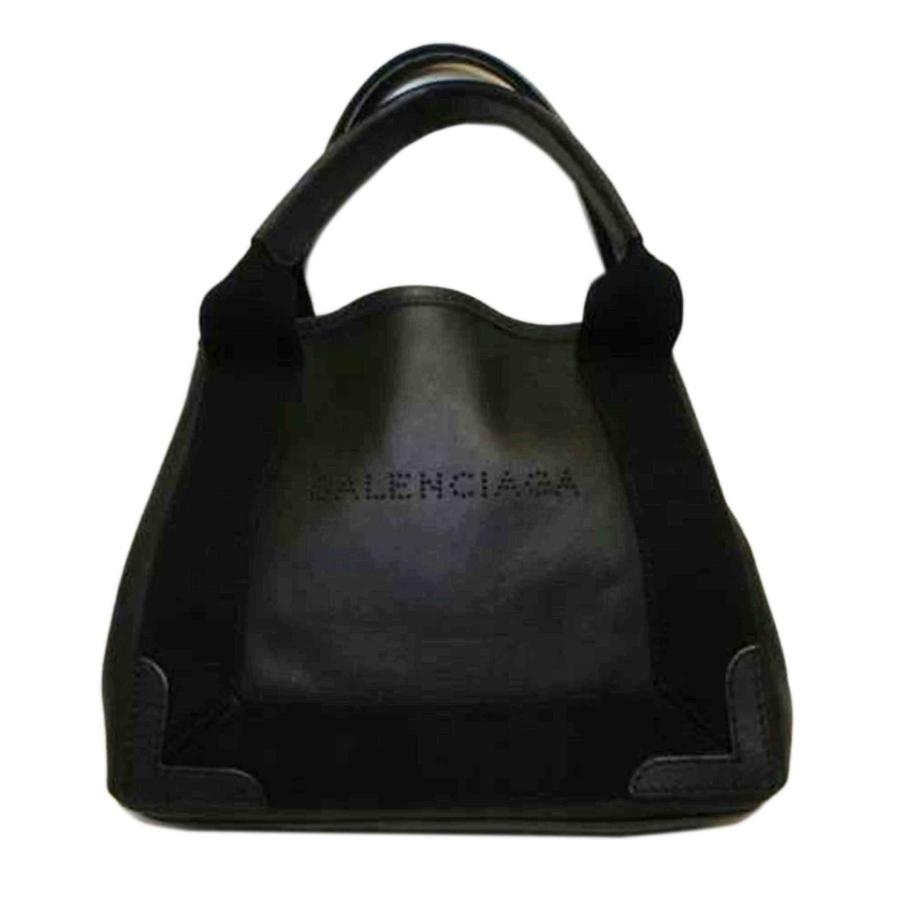 BALENCIAGA ネイビーカバス XS パンチングロゴ レザー ブラック BALENCIAGA（バレンシアガ） バレンシアガ/ネイビーカバスXS