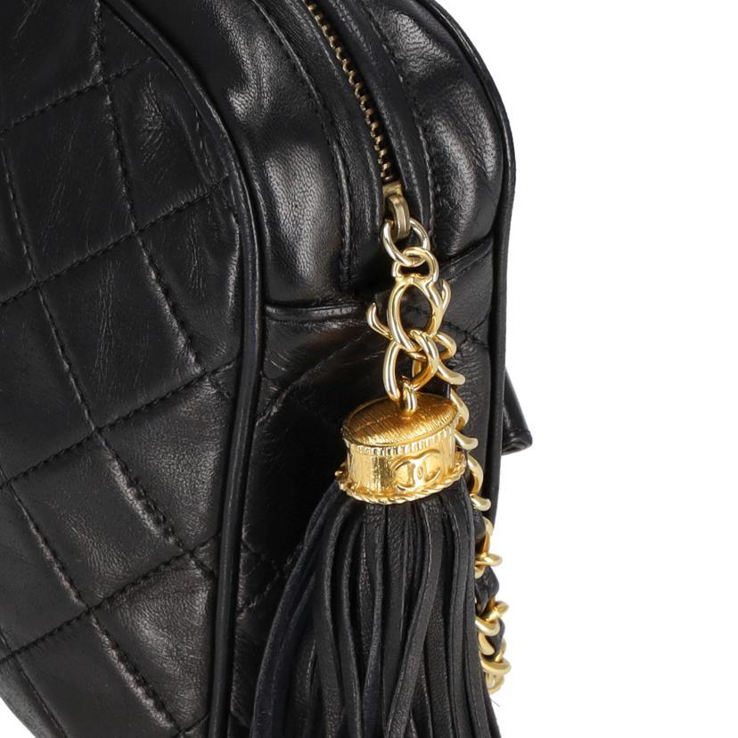 シャネル CHANEL ヴィンテージマトラッセ フリンジチェーンショルダーバッグ CHANEL（シャネル） チェーン ショルダー バッグ マトラッセ ブラック