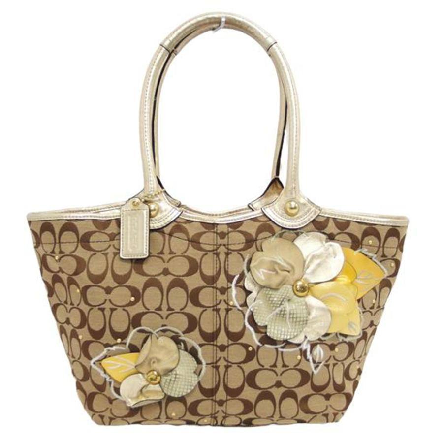 br>COACH コーチ /シグネチャー/フローラルアップリケ/トートバッグ 