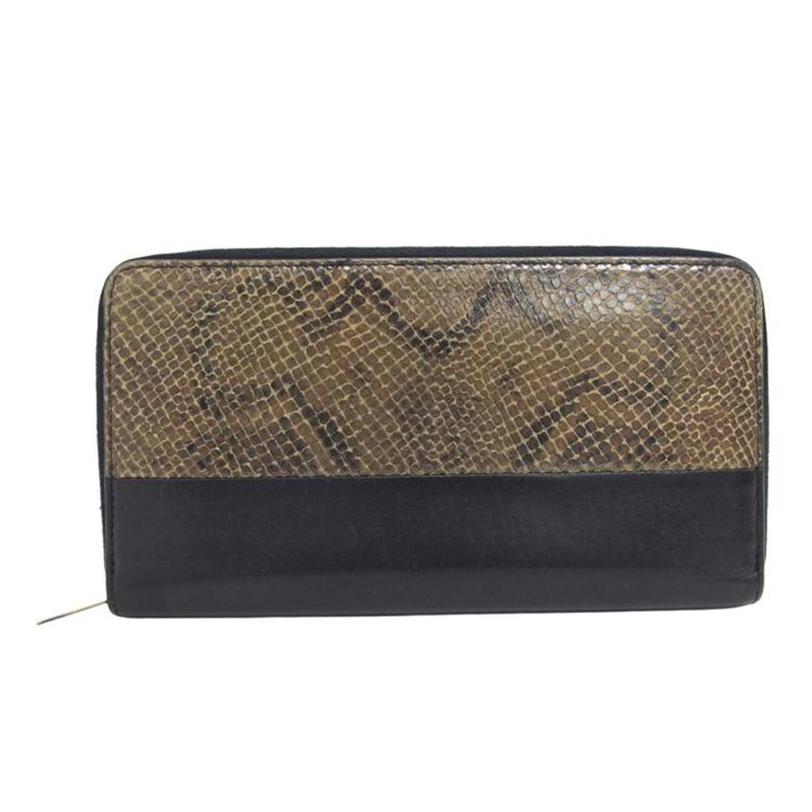【微美品】CELINE セリーヌ 長財布 ラウンドファスナー 黒 バイカラー CELINE（セリーヌ） セリーヌ/バイカラーラウンドファスナー長財布