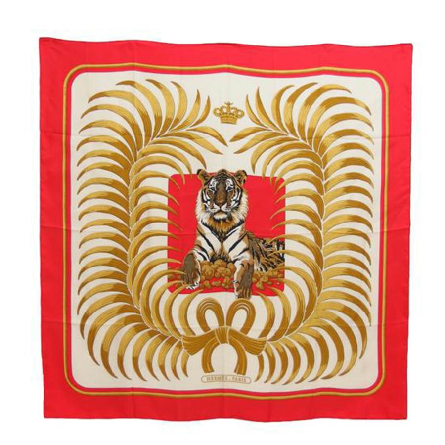 HERMES スカーフ カレ 虎柄 HERMES（エルメス） エルメス/カレ90/王者のトラ/シルクスカーフ/A