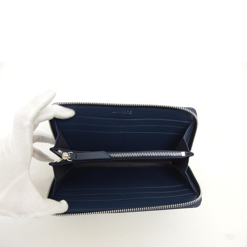 JIMMY CHOO ジミーチュウ/フラットスター/ラウンドファスナー長財布/ネイビー/Aランク/04【中古】 JIMMY CHOO（ジミーチュウ） ジミーチュウ/フラットスター/ラウンド