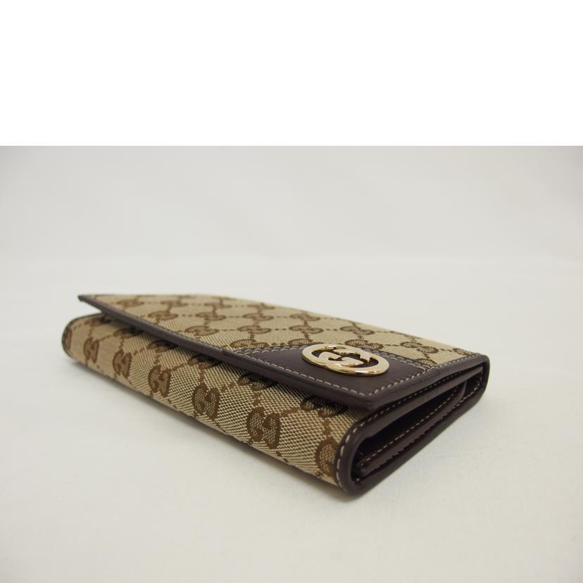GUCCI グッチ/GGキャンバス/三つ折り長財布/ベージュ×ブラウン/181595 