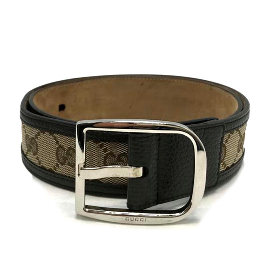GUCCI GGキャンバス レザー ベルト 85-34 GUCCI GGキャンバス レザー ベルト 85-34 GUCCI GGキャンバス レザー