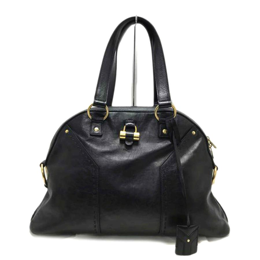 Saint Laurent ブラックレザー ハンドバッグ YSL サンローラン/ミューズハンドバッグ/156464/002***/ブランドバック