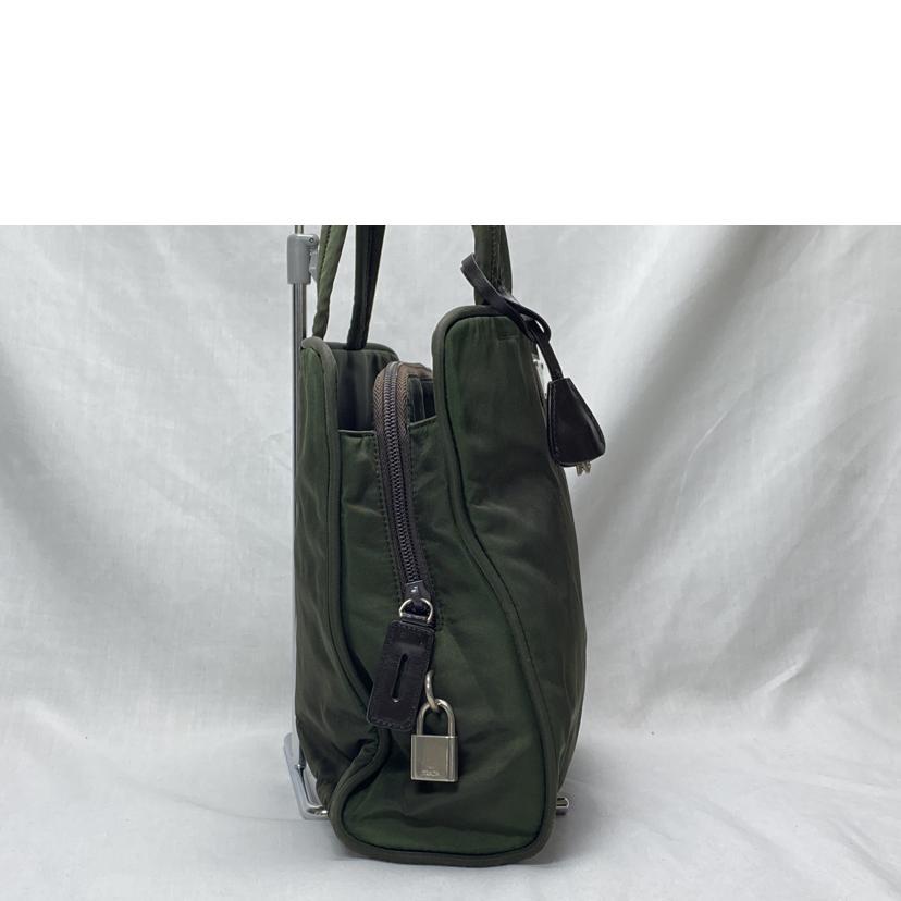 PRADA プラダ/テスートナイロン ハンドバッグ カーキ/B8497/BCランク/52【中古】
