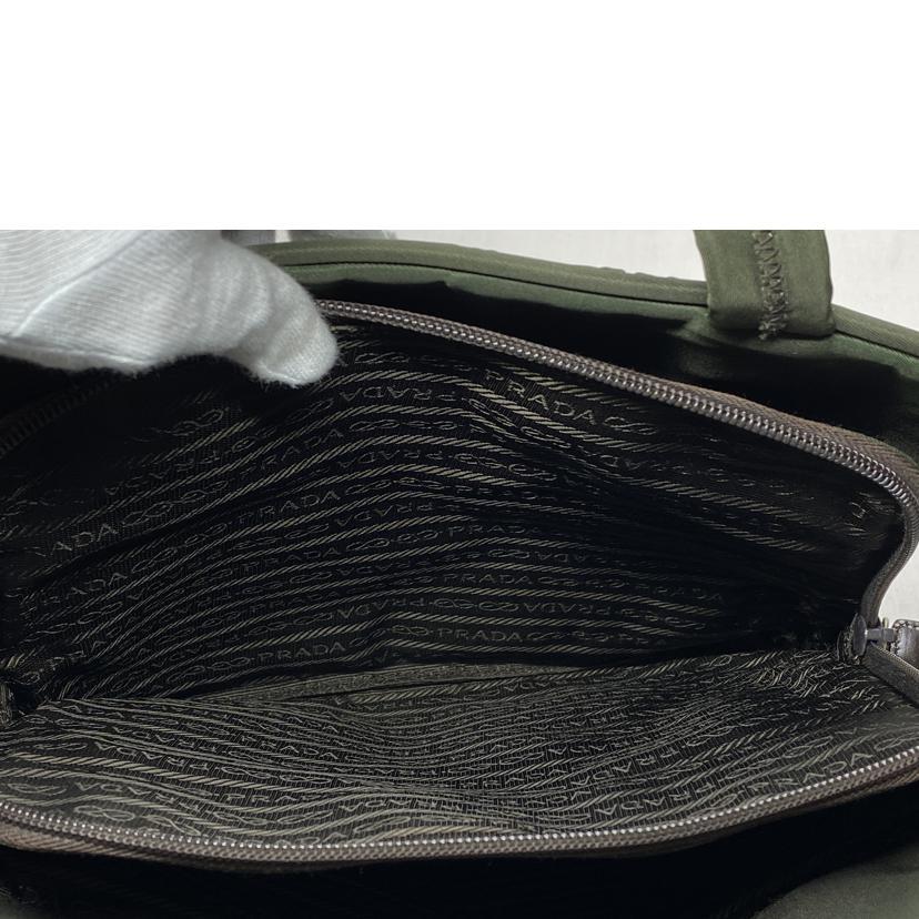 PRADA プラダ/テスートナイロン ハンドバッグ カーキ/B8497/BCランク/52【中古】