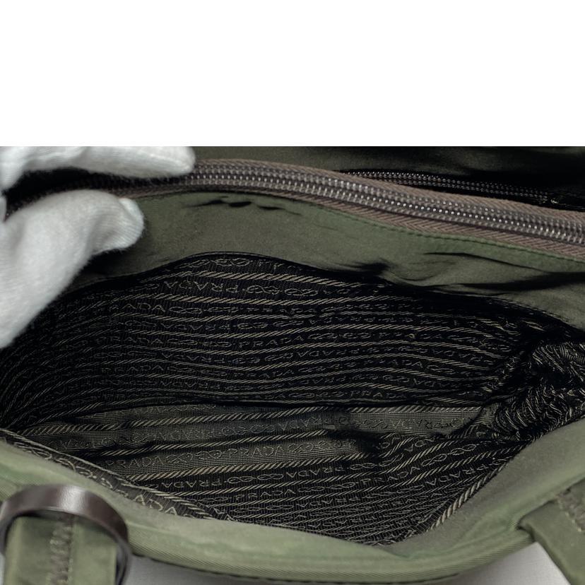 PRADA プラダ/テスートナイロン ハンドバッグ カーキ/B8497/BCランク/52【中古】