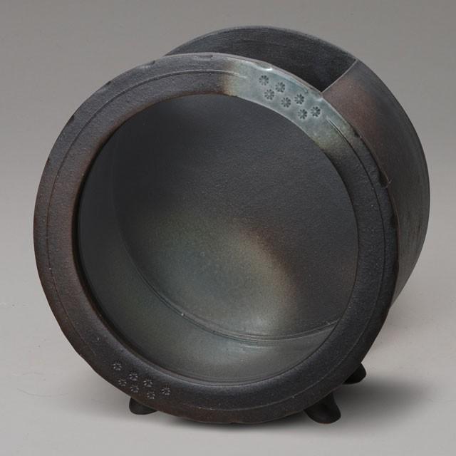 めだか鉢 陶器の水槽 陶器水槽 信楽焼の黒釉丸水槽(大 めだか鉢 陶器の水槽 陶器水槽 信楽焼の黒釉丸水槽(大