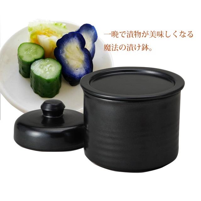 信楽焼 黒釉一夜漬鉢（平蓋）漬物鉢 浅漬鉢 しがらき ラジウム