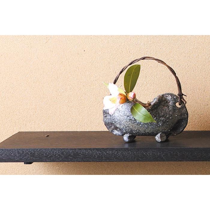 信楽焼 青窯変つる付花入 花瓶 陶器 花入れ 一輪挿し フラワー 信楽焼 青窯変つる付花入 花瓶 陶器 花入れ 一輪挿し フラワー