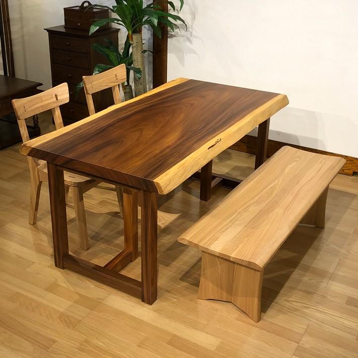 モンキーポッド ダイニングテーブル 座卓 兼用 一枚板 天然木 おしゃれ 北欧 天然木 厚さ5 5cm 730 371 手づくり家具 ウッドギャラリー樹 通販 Yahoo ショッピング