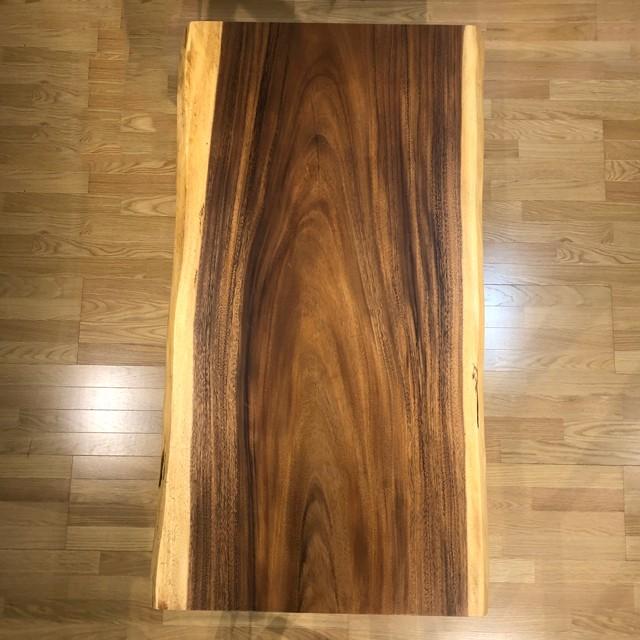 モンキーポッド ダイニングテーブル 座卓 兼用 一枚板 天然木 おしゃれ 北欧 天然木 厚さ5 5cm 730 371 手づくり家具 ウッドギャラリー樹 通販 Yahoo ショッピング