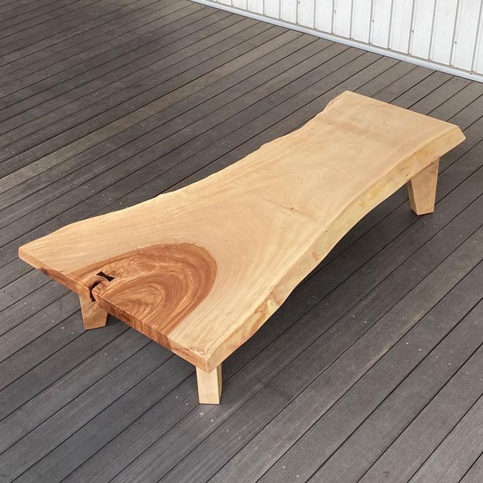 一枚板 センターテーブル 幅158cm 栃 トチ とち 無垢 ちぎり 北欧 木製