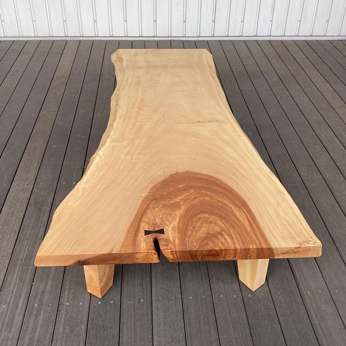 一枚板 センターテーブル 幅158cm 栃 トチ とち 無垢 ちぎり 北欧 木製 