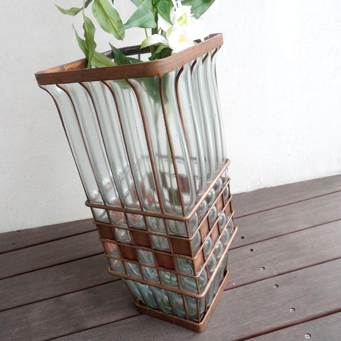 花瓶 花びん ガラスベース フラワーベース アイアン おしゃれ モダン