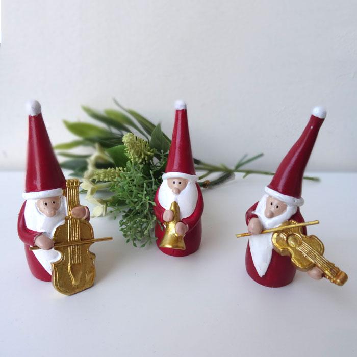 MUSIC SANTA 3個セット クリスマス 雑貨 置物 おしゃれ