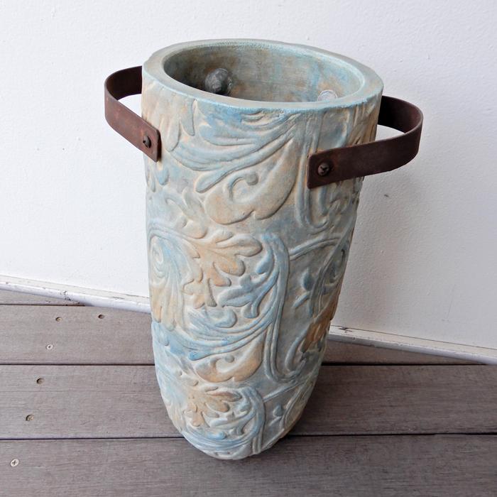 Sculptureハンドルベース 花瓶 花びん 陶器 おしゃれ テラコッタ 傘