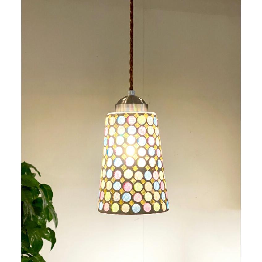 ロングモザイク ペンダントランプB-dam ステンドグラス 照明
