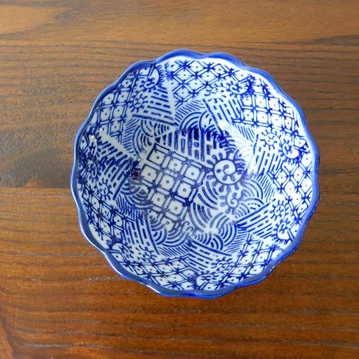 青花菊口 ミニ杯洗6点セット 杯洗 盃洗 ミニ 6点セット ミニ植木鉢