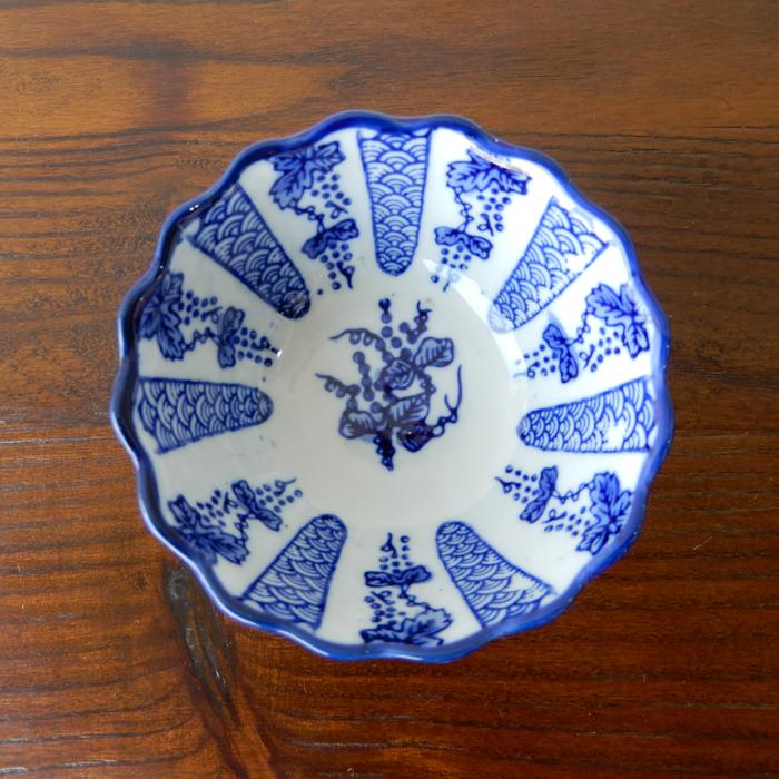 青花菊口 ミニ杯洗6点セット 杯洗 盃洗 ミニ 6点セット ミニ植木鉢