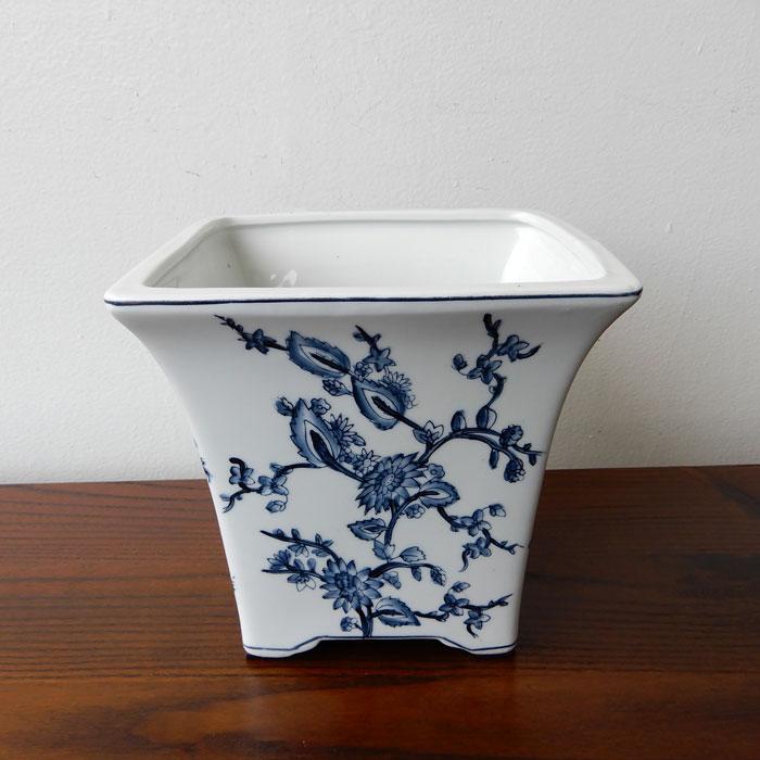 鉢カバー3点セット/陶器 染陶器鉢カバー3個セット 植木鉢 正方形 鉢カバー プランタカバー 大