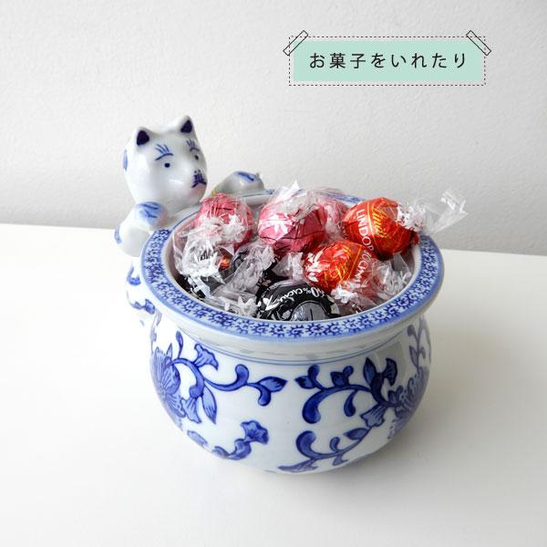 猫の水鉢 小 鉢 水鉢 火鉢 猫 陶器鉢 プランターカバー 鉢カバー