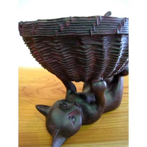 バスケット かご カゴ 置き物 猫 ねこ ネコ キャット : 手づくり家具
