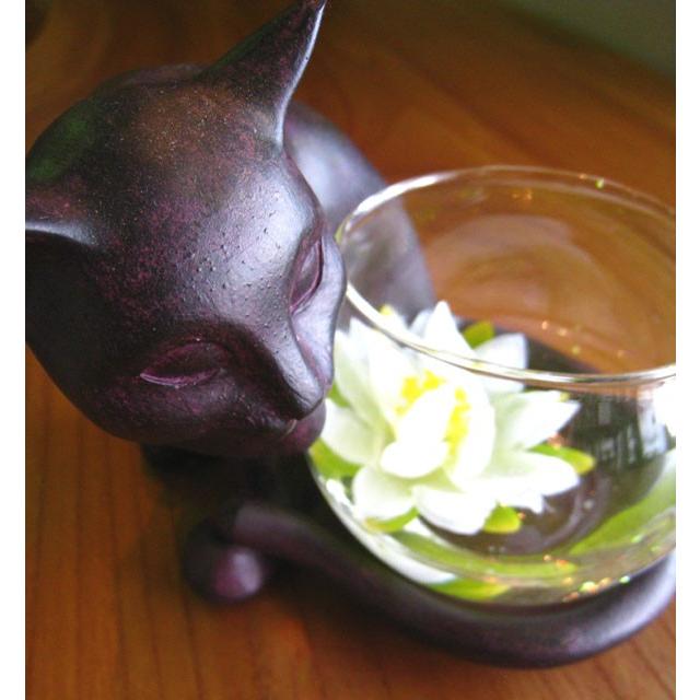 Rust Cat ガラスベース シッポ巻き猫 ネコ置物 ねこグッズ 猫雑貨